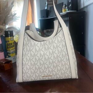 Michael Kors Cream Monogram Shoulder Bag